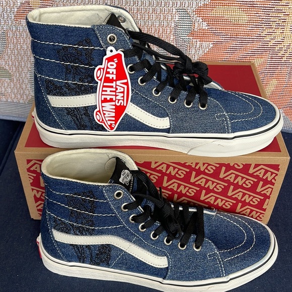 Vans Men’s Sk8-Hi Tapered
Denim Embroidery Navy/White 
VN0A5KRUNAV
Sneakers G - Picture 3 of 16